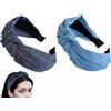AESZITTEW 2 fasce per capelli per jeans larghe con nodo superiore e fascia sportiva da donna fascia per capelli antiscivolo accessorio per capelli