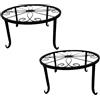 Relaxdays Set da 2 portavasi Rotondi in Ferro Nero, Design retrò, H 11 x D 23 cm