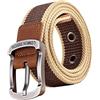 LOVIVER Cintura in tela Cintura in tessuto intrecciato Cintura con fibbia ad ardiglione Ampia cintura da allenamento casual Cinturino alla moda per pantaloni, Cachi 100 cm