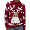 Generic Maglione natalizio da donna 2025, maglione lavorato a maglia con cervo, ricamo, girocollo, inverno, Natale, Capodanno, rosso, per la vita quotidiana, regali di Natale, Rosso, L