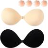 Dresmannst Reggiseno Push Up Senza Spalline per Schiena Scoperta Invisibile Reggiseni con 4 Copri Capezzoli Adesivi Coppe Adesive Seno Sticky Women Bra, Facile da Pulire, Riutilizzabile-D