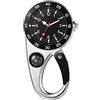 JewelryWe Clip-on Orologio al Quarzo con Bussola in Lega Universale Zaino Fibbia Orologio Fluorescente quadrante Fibbia di Sicurezza per Medici Infermieri Arrampicata su Roccia Fitness e Altro