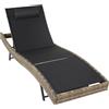 tectake® Sdraio in Rattan, Sdraio da Esterno Regolabile in 6 Posizioni, Traspirante, Telaio in Acciaio, Antiscivolo e Antigraffio, Cuscino Poggiatesta Incluso - Naturale
