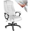 tectake® Sedia Ufficio, Imbottitura 12 cm, Sedia scrivania con Poggiatesta e Braccioli, Base con Rotelle, Sedia ergonomica con altezza regolabile, Inclinazione Continua, Poltrona Ufficio - Bianco