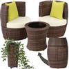 tectake® Set di Mobili da Giardino, Poli Rattan e Alluminio, 2 Sedie, 1 Tavolo, 1 Vaso, Cuscini, Sedia da Esterno, Poltroncina, Set Balcone, Poltrona Giardino, Tavolo con Sedie Esterno - Nero/Marrone