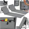 tectake® Set di 2 Stuoie da Mare Pieghevoli, Schienale Regolabile, Imbottitura in Gommapiuma, Struttura in Acciaio Verniciato, Con Tracolla e Tasca Esterna, Leggere e Comode - Grigio/Blu