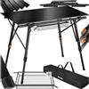 tectake® Tavolo da Esterno 90x52x47-70 cm, Tavolo Pieghevole, Struttura in Alluminio, Rete portaoggetti, Borsa da Trasporto e Maniglia, Gambe Regolabili, per Spiaggia, Campeggio, Giardino - Nero