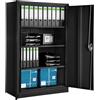 tectake® Armadio Portadocumenti, Armadio Multiuso 4 Scomparti, Ante a Battenti Rinforzate, Chiusura con Serratura a Cilindro, Acciaio di Alta Qualità Verniciato a Polvere, 140x90x40 cm - Nero