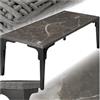 tectake® Tavolo da Esterno in Rattan, Tavolo da Giardino con Intreccio Pregiato, Tavolino Salotto con Telaio in Alluminio e Legno Massiccio, 2 Lastre in Gres Porcellanato - Grigio