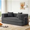 Vipbear Divano a 2 posti disossato, 160 cm, modulari e divani con 2 cuscini in memory foam, estraibili 5 in 1, per camera compatta, grigio