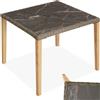 tectake® Tavolo in Rattan Taranto, Effetto Marmo, Telaio in Alluminio e Gambe in Legno Massiccio, Quadrato, per Giardino e Esterno, 93,5x93,5x75 cm, Cappucci in Plastica Antigraffio - Naturale
