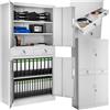 tectake® Armadio Portadocumenti 180x80x40cm, 5 Scomparti e 2 Cassetti, Armadio con Ripiani Regolabili, Ante a Battenti Rinforzate, Chiusura con Serratura a Cilindro - Grigio Chiaro