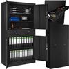 tectake® Armadio Portadocumenti 180x80x40cm, 55 Scomparti e 2 Cassetti, Armadio con Ripiani Regolabili, Ante a Battenti Rinforzate, Chiusura con Serratura a Cilindro - Nero/Nero