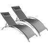 tectake® Set di 2 Lettini Prendisole, Morbido Poggiatesta, Resistente alle Intemperie, Lettino pieghevole, Sdraio da Mare, Spiaggia, Giardino. Lettino in Alluminio, Sole, 5 Posizioni (Grigio)