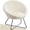 tectake® Poltrona Rotonda Imbottita, Stile Scandinavo, Comoda Sedia da Salotto con Schienale Continuo, Piedini Antiscivolo per Pavimenti, Struttura Verniciata a Polvere - Effetto Velluto Beige