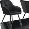 tectake® Sedie da Pranzo Effetto Velluto Trapuntato, Elegante, Imbottitura Schiuma Alta Densità, Gambe in Acciaio, Montaggio Semplice - Nero/Nero, 1 Sedia