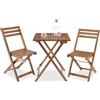tectake® Set Tavolo e Sedie da Giardino, Set Pieghevole con 1 Tavolo da Esterno 60x60x74,5 cm e 2 Sedie da Esterno, Legno di Acacia, Design a Doghe, Struttura a X, Ideale Balcone, Terrazzo e Giardino