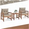 tectake® Set salottino da esterno, 2 poltrona relax e tavolino da balcone in legno acacia, intreccio corda polyrattan, cuscini sfoderabili, arredo giardino moderno, salotto balcone Sedie da Giardino