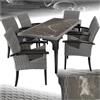 tectake® Tavolo in Rattan Foggia e 6 Sedie Rosarno, Imbottiture Comode, Resistente agli Agenti Atmosferici, Intreccio pregiato, Telaio in Legno Massiccio - Grigio