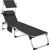 tectake® Lettino Prendisole Pieghevole, Telaio in Alluminio, Schienale Regolabile in 6 Posizioni, Lettino Sdraio con Tetto Parasole e Comodo Cuscino, Ideale per Giardino e Campeggio - Nero