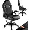 tectake® Sedia Ergonomica da Ufficio, Sedia Gaming con Ruote per Scrivania con Base Robusta e con Imbottitura Spessa, Poltrona Gaming, Adattamento Ottimale - Nero
