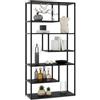 tectake® Scaffale Autoportante con 6 Scomparti, Libreria Scaffale con Ripiani in Metallo e Legno, Libreria Moderna, Libreria Industriale per Casa, Ufficio, Cucina, Garage, 85x35x188 cm - Nero