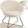 tectake® Poltrona Rotonda Imbottita Bouclé, Stile Scandinavo, Comoda Sedia da Salotto con Schienale Continuo, Piedini Antiscivolo per Pavimenti, Struttura Verniciata a Polvere - Bouclé Bianco Avorio