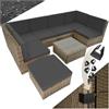 tectake® Set di Salottino in Rattan Venezia, 6 Sedili 1 Sgabello 1 Tavolino con Piano, Resistente alle Intemperie, Viti in Acciaio Inox, Mobili d Arredo, Giardino, Esterno - Naturale