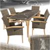 tectake® Tavolo in Rattan Foggia e 6 Sedie Rosarno, Imbottiture Comode, Resistente agli Agenti Atmosferici, Intreccio pregiato, Telaio in Legno Massiccio - Naturale