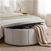 tectake® Panca Contenitore 108x48x40 cm, Pouf Contenitore con Vano Portaoggetti, Cassapanca con Seduta Comoda e Imbottita, Design Compatto per Ingresso, Salotto o Camera da letto - Velluto tortora