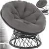 tectake®, Poltrona Rotonda in Rattan Girevole, Cuscino Confortevole, Sedia da Esterno, Giardino, Terrazzo, Stabile e Durevole, Grande Comfort, Adatta per Balcone e Giardino - Nero