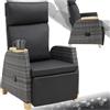 tectake® Poltrona Giardino in Rattan, Poltrona da Esterno con Telaio in Alluminio, Poltroncina Salotto Regolabile, Resistente ai Raggi UV, Comodo Piano d'Appoggio, Design Elegante - Grigio