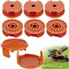 Miawtro Bobina di filo di ricambio per decespugliatore Worx, set di 6 bobine con 2 tappi, filo in nylon da 1,6 mm da 9,8 m, robusta cassetta in ABS, compatibile con i modelli WORX WA0007