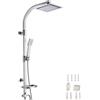 tectake® Sistema Doccia a Pioggia con Doccetta Manuale, Soffione a Pioggia con 100 Ugelli, Struttura in Alluminio, Tecnologia Anti-Calcare, Look Cromato, Montaggio Facile, Dimensioni 49x20x110 cm