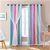 XiDi Tende per la decorazione della camera da letto delle ragazze, tende arcobaleno per la decorazione della stanza dei bambini, tende oscuranti viola per la stanza delle bambine, decalcomanie da
