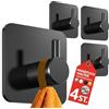4smile ganci adesivi bagno, set di 4, nero - Appendi porta asciugamani impermeabili, appendi accappatoio bagno e cucina funzionali - Adesivi acciaio inox per accappatoio, strofinaccio, decorazione
