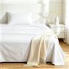 VKZ Set Lenzuola Singolo Cotone con Angoli, Completo Letto Singolo in Puro Cotone per Biancheria da Letto Confortevole e Durevole,BIANCO