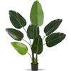 tectake® Pianta Artificiale Strelitzia, Foglie Dettagliate in Plastica PEVA, Vaso Stabile, Decorazione per Soggiorno, Ufficio e Interni, Facile da Pulire - 120 cm
