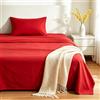 VKZ Set Lenzuola Una Piazza e Mezza Cotone con Angoli, Completo Letto Una Piazza e Mezza in Puro Cotone per Biancheria da Letto Confortevole e Durevole,ROSSO