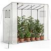 tectake® Serra da Giardino 200x77x170 cm, Copertura Retinata, Telaio in Acciaio, Resistente Intemperie e UV, 2 Finestre Laterali, Porta Avvolgibile, Serra per Orto, Giardinaggio, Piante - Trasparente