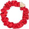 By Eloise London Gold Heart Silk Scrunchie colore Cherry Red