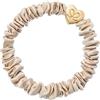 By Eloise London Gold Heart Skinny Silk Scrunchie colore Sand