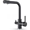 Ari VENOM - Rubinetto da cucina a 3 vie con attacco separato per l'acqua potabile per il filtro dell'acqua, rubinetto girevole a 360° con doppio bocchello di uscita, corpo in ottone, cartuccia in ceramica