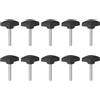 QUARKZMAN 10pz Manopole a T con Viti a Testa Alare M6x40mm Manopole a T Plastica Filettatura Maschio standard Maniglie Manopole Serraggio a mano Vite a testa Zigrinata, Nero