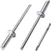 SKIR'CO 400 rivetti ciechi in acciaio zincato 3,0 x 12 mm, mandrino in acciaio, rivetti pop, testa a cupola, rivetti DIN 7337, punta da trapano inclusa