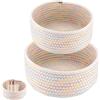 MEIYAXINWIN Set di 2 Cestini Portaoggetti in Cotone, φ21/18 Rotondo Intrecciato Portagiochi per Bambini, Portaoggetti Fasciatoio, Organizzatore, Portabiancheria per Bagno