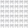 PATIKIL 1 Fiocchi Decorativi Mini 50Pz Fiocchetti per Bomboniere Mini Nastro di Raso per Applique Fai da Te Cucito Decorazione per Matrimonio Festa Argento