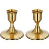 YUNHENTONG Portacandele Conico in Metallo Vintage 2 Pezzi Portacandele Conici Vintage Oro Porta Candele Conici in Metallo per Matrimonio, Halloween, Natalizia