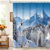 Kzzfqxb Tende da doccia 183x183cm con ganci, Natale paesaggio di montagna innevata foresta di pini casa elegante, Impermeabile tessuto in poliestere per vasca, Decorazione invernale per bagno
