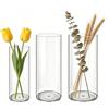 MELEJIA Set di 3 Vasi in Acrilico, Rotondo Vaso Trasparente, Vaso Indistruttibile Leggero, Vasi Resistente per Fiori Freschi/Finti, Decorazione Interna/Esternea (10 x 25cm, 12 x 30cm e 15 x 30cm)